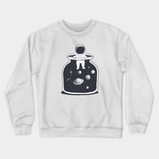 Hand drawn Astronaut is in a jar with space Crewneck Sweatshirt